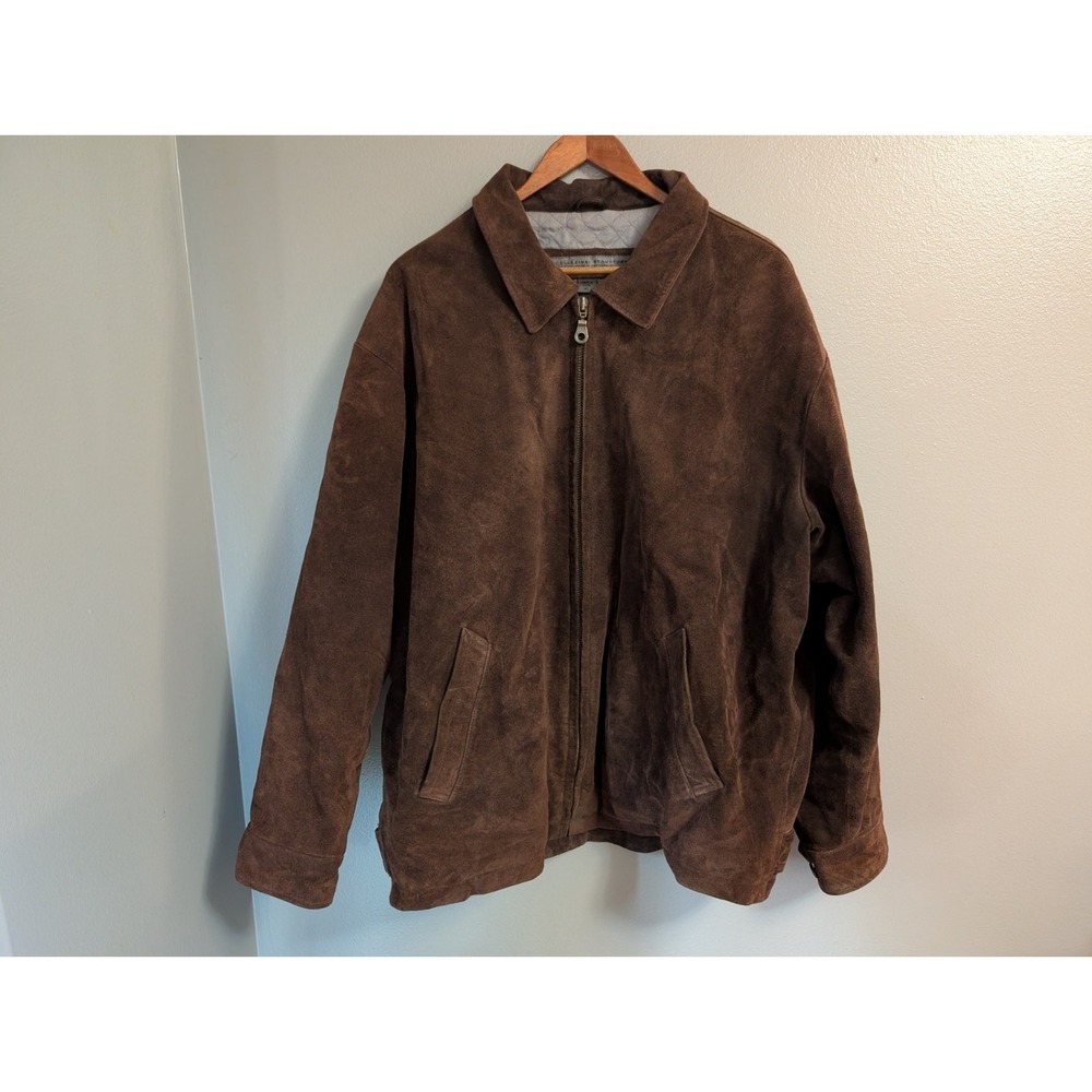 Vintage 90s Le Collezioni Structure Mens XL Leather Brown Suede Bomber Jacket